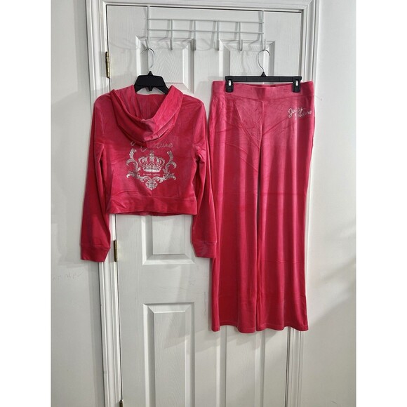 Juicy Couture Size XL Velour Tracksuit Set Pink Party Crown Logo Rhinestone - Picture 10 of 10